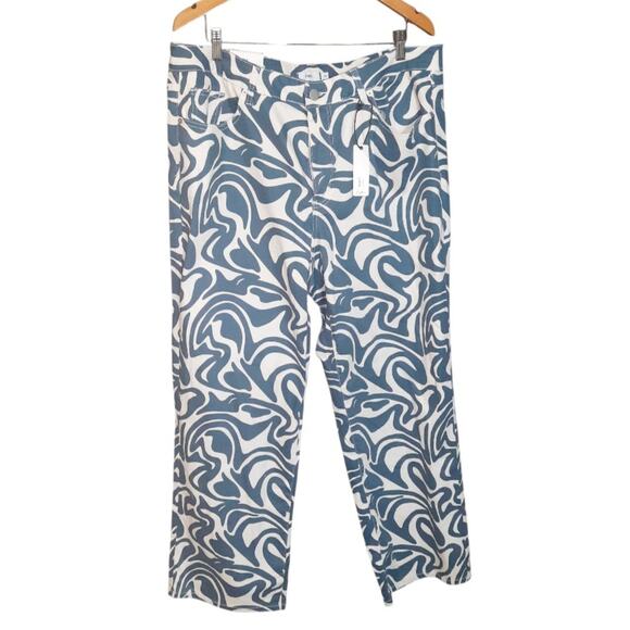 Rue 21 Womens Blue and White Swirl Wide Leg Groovy Skate Jeans Size 2X 18-20 NWT - Picture 7 of 7